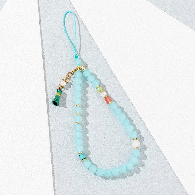 BoudlesCham Phone Charm – Cute Pearl Beaded Wrist Strap for Women, Aesthetic Phone Chain Wristlet for iPhone, Pixel, Camera & More, Perfect for Gifts, Birthdays & Holidays(Lake Blue) - Image 5